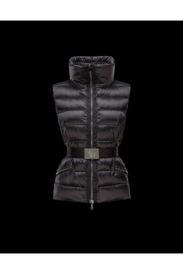 2017 New Style Moncler Popular Vests Womens Stand Collar Black