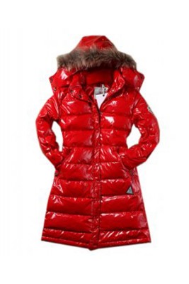 Moncler Classic Windproof Hooded Women Coat Long Sleeve Red