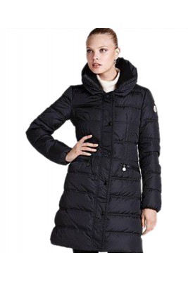 Moncler Coats Women Lapel Fashion Long Dark Blue