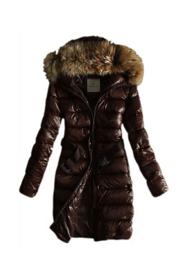 Moncler Coats Women Pure Color Hooded Fashion Coffee