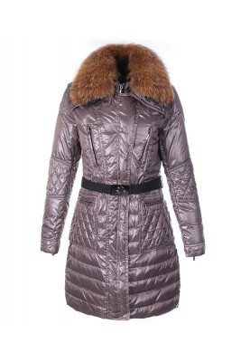 Moncler Down Coat Women With Belt Long Coffee