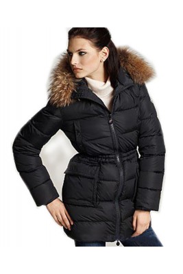 Moncler Gueran Classic Coats Women Down Long Zip Black