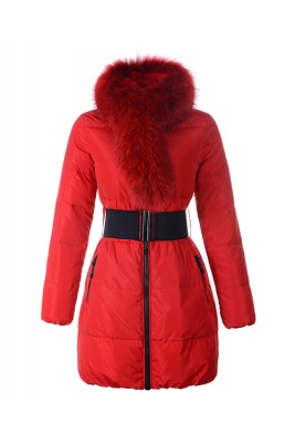 Moncler Lievre Womens Coat Designer Long Red