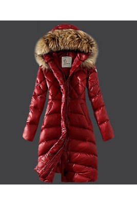 2016 Moncler Down Coat Women Hooded Windproof Red