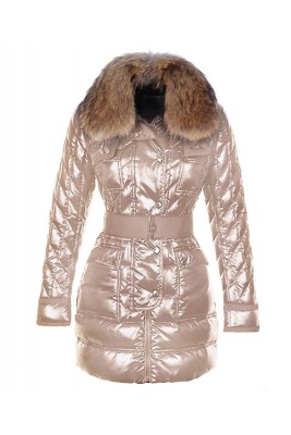 Moncler Safran Coats Women Smooth Shiny Fabric Beige