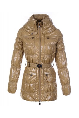 Moncler Womens Down Coats Skinny Zip Decorative Belt Cream-Color