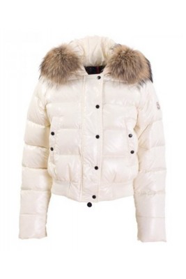 Moncler Alpin Classic Eider Down Jackets Women Fur Collar White