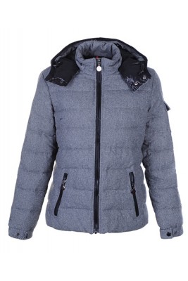 Moncler Bady Winter Women Down Jacket Zip Hooded Light Gray