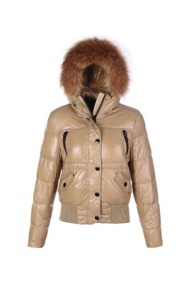 Moncler Classic Women Down Jacket Single-Breasted Slim Khaki