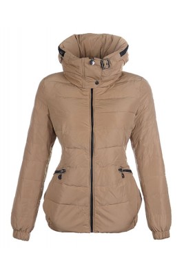 Moncler Epine Jackets For Womens Windproof Collar Zip Khaki