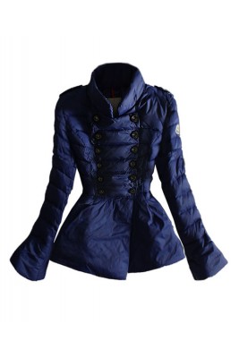 Moncler Featured Down Jacket Women Double-Breasted Blue