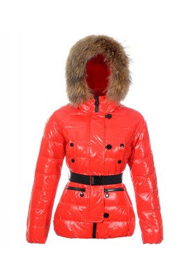 Moncler Gene Design Down Jackets Womens Decorative Belt Red