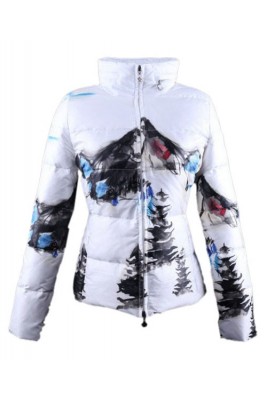 Moncler Illustrated Top Quality Jacket Women White Blue Short