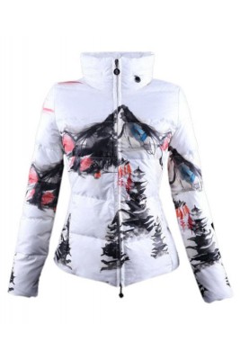 Moncler Illustrated Top Quality Jacket Women White Red Short