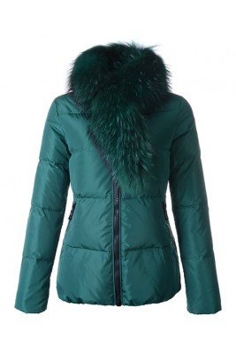 Moncler Lievre Classic Women Down Jackets Green Short