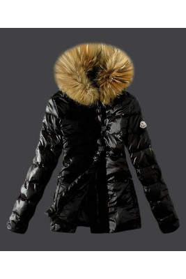 2016 Moncler Fashion Down Women Jacket Fur Collar Black