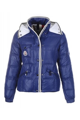 Moncler Quincy Down Jacket For Women Button Dark Blue Short