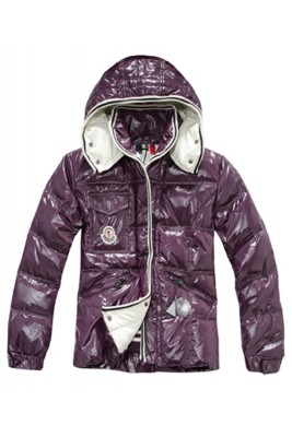 Moncler Quincy Women Down Jackets With Hat Purple Short