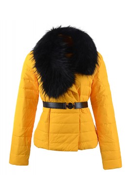 2016 Moncler Polygale Jacket Women Collar With Belt Yellow