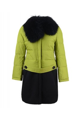 2016 Moncler Rongee Coat Women Detachable Fur Collar Grass