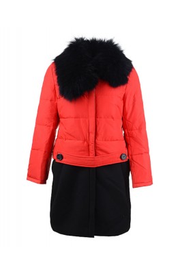 2016 Moncler Rongee Coat Women Detachable Fur Collar Red