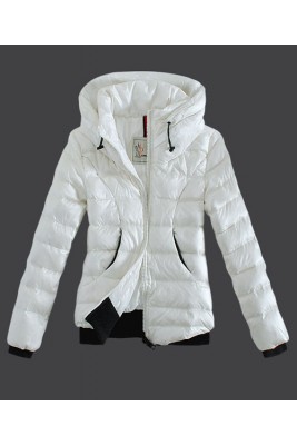 2016 Moncler Winter Jackets Womens Zip Stand Collar White