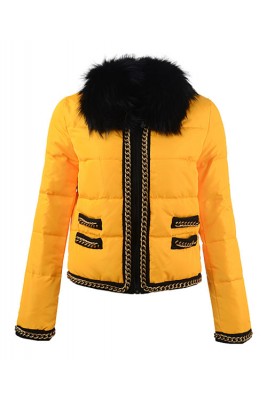2016 Moncler Bergenie Jackets Womens Fur Collar Yellow