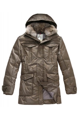 Moncler Down Coat Men Mid Length With Hood Coffee