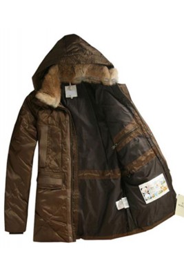 Moncler Men Coat Mid Length Hooded Down Coffee