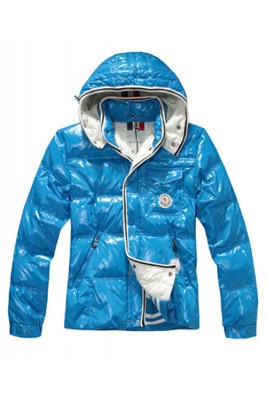 Moncler Branson Classic Men Down Jackets With Hat Sky Blue