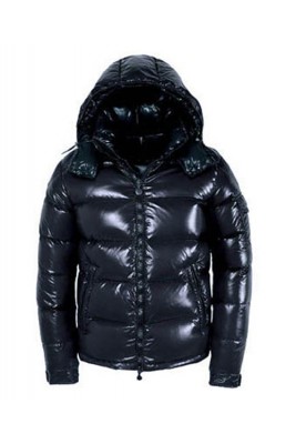Moncler Maya Winter Down Jacket Mens Short Glossy Zip Dark Blue