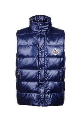 Moncler Unisex Down Vests Single-Breasted Navy Blue