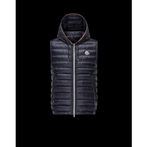 2017 New Style Moncler Mens Down Vest Fashion Hooded Zip Black