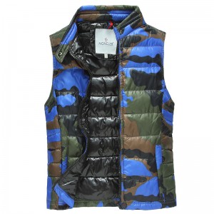 2017 New Style Moncler Cesar Down Mens Blue Vests Sleeveless Camouflage 