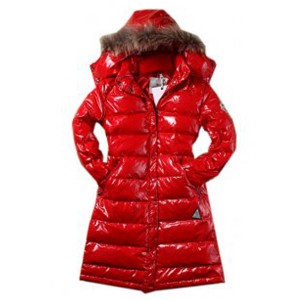 Moncler Classic Windproof Hooded Women Coat Long Sleeve Red