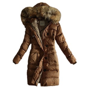 Moncler Coats Women Pure Color Hooded Fashion Khaki