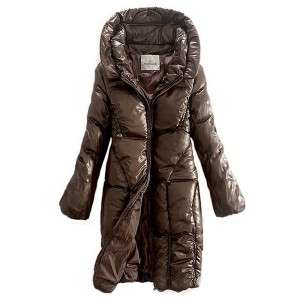 Moncler Down Women Coats Zip Style Long Brown