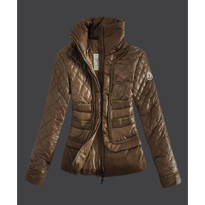 2016 Moncler Design Women Down Jacket Stand Collar Coffee