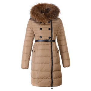 Moncler Herisson Fashion Coat Womens Long Khaki