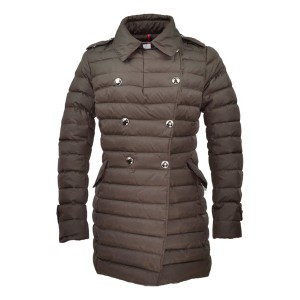 Moncler Loire Coat Women Fur Hoodie Zip With Button Black