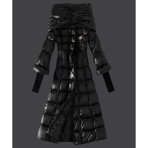 2016 Moncler Down Coat Women Stand Collar Slim Black
