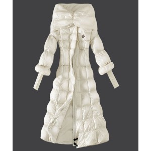 2016 Moncler Down Coat Women Stand Collar Slim White