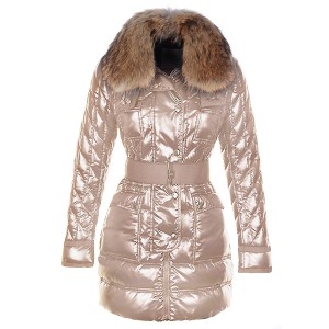 Moncler Safran Coats Women Smooth Shiny Fabric Beige
