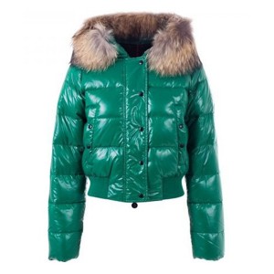 Moncler Alpin Classic Eider Down Jackets Women Fur Collar Green