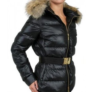 Moncler Angers Womens Jackets Decorative Belt Hooded Black