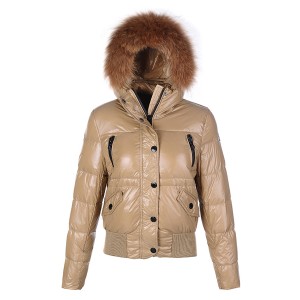 Moncler Classic Women Down Jacket Single-Breasted Slim Khaki