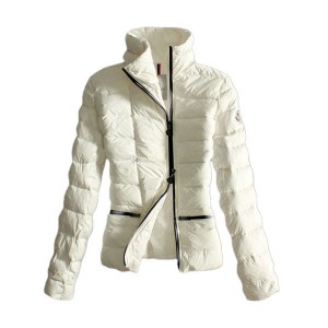 Moncler Down Jackets Womens Black Zip Pure Color White