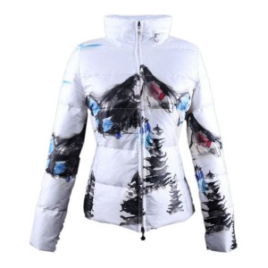 Moncler Illustrated Top Quality Jacket Women White Blue Short