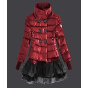 2016 Moncler Fashion Down Jackets Womens Lace Red