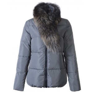 Moncler Lievre Classic Women Down Jackets Gray Short